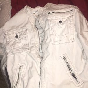 all white true religion jean jacket